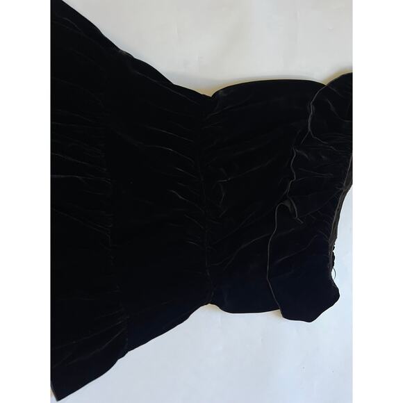 Joie Black Velvet One Shoulder Ruffle Tiered Mini Dress Silk Blend Medium Fairy - Picture 10 of 12